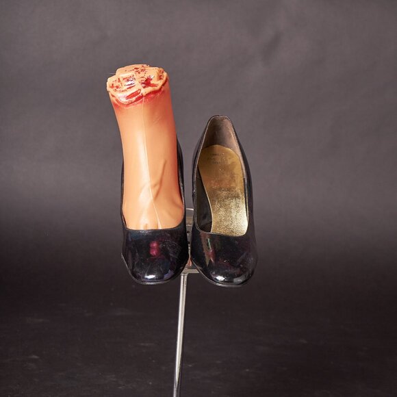 1980s Metallic Iridescent Black Pumps Heels Shoes - Picture 6 of 9